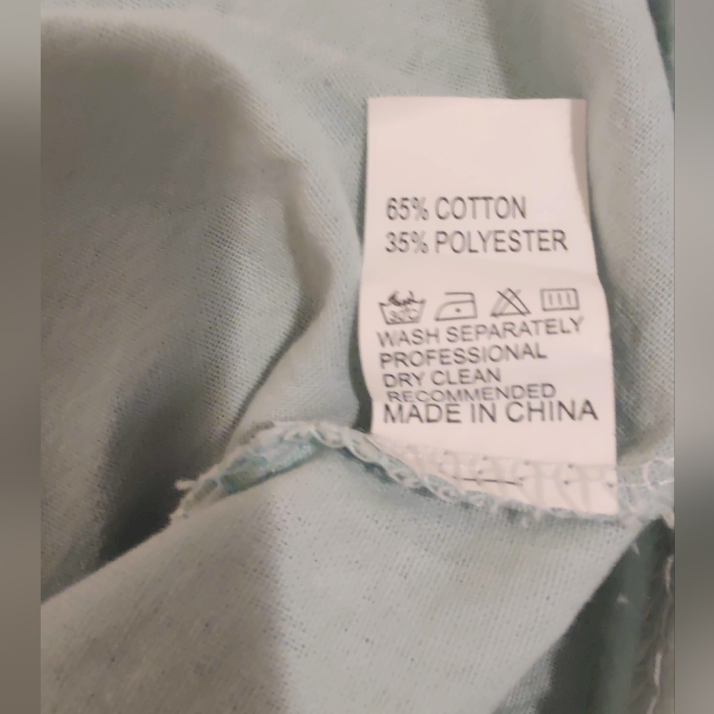 NWOT Light Blue-Mint Button Down Dress, Pockets - Picture 9 of 9